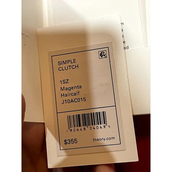 Theory Hot Pink Hair On Leather Simple Clutch - Picture 7 of 7